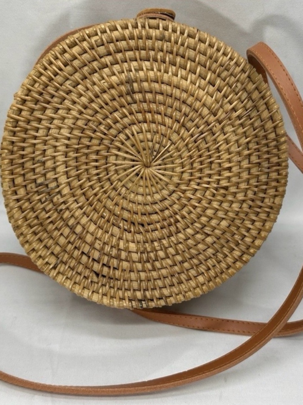 T.J.Maxx Round Woven Straw Crossbody in Natural and Tan